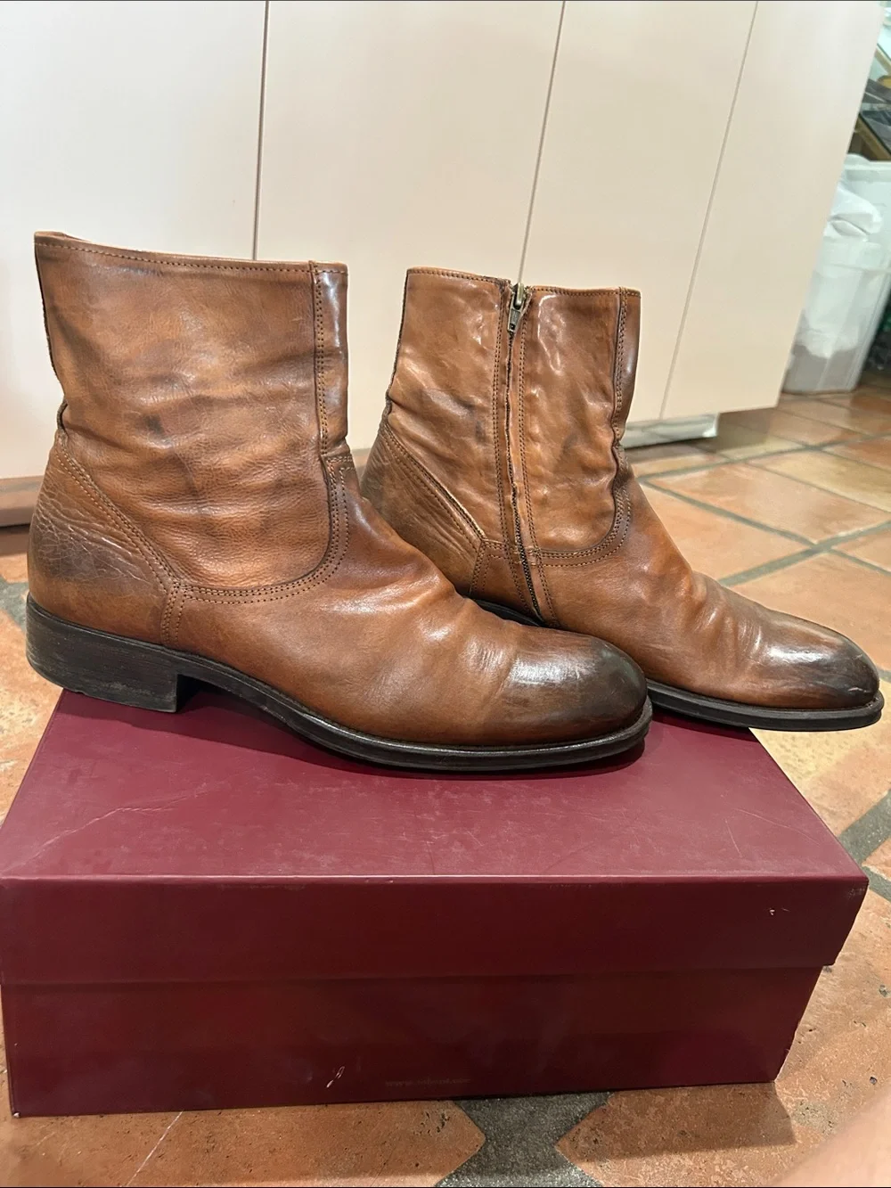 To Boot New York Men's Brown Leather Zip Ankle Boots